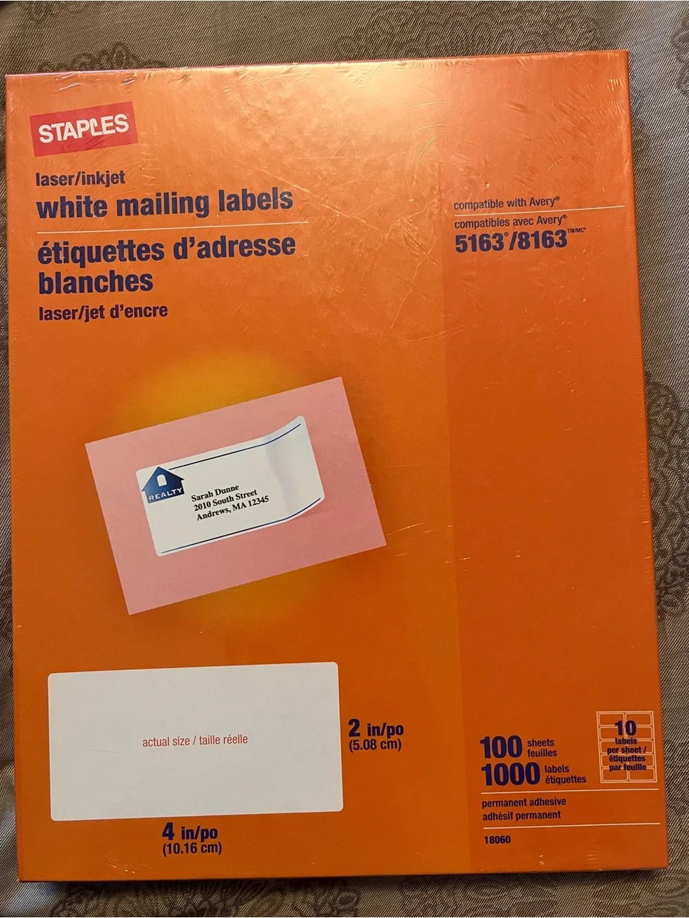 Staples White Mailing Labels - 1000 Pack (White)